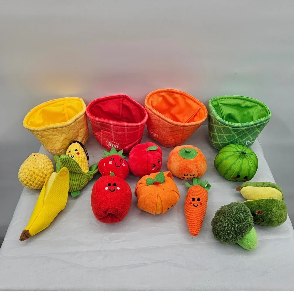 hahaland Caterpillar 17pc Fruit and Vegetable Sorting Plush Play Food Set PL020D
